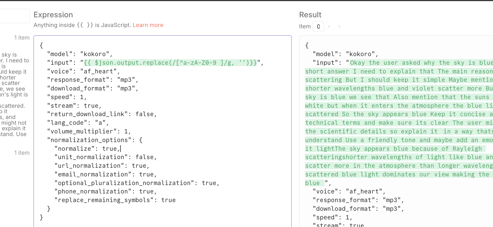 Kokoro API call