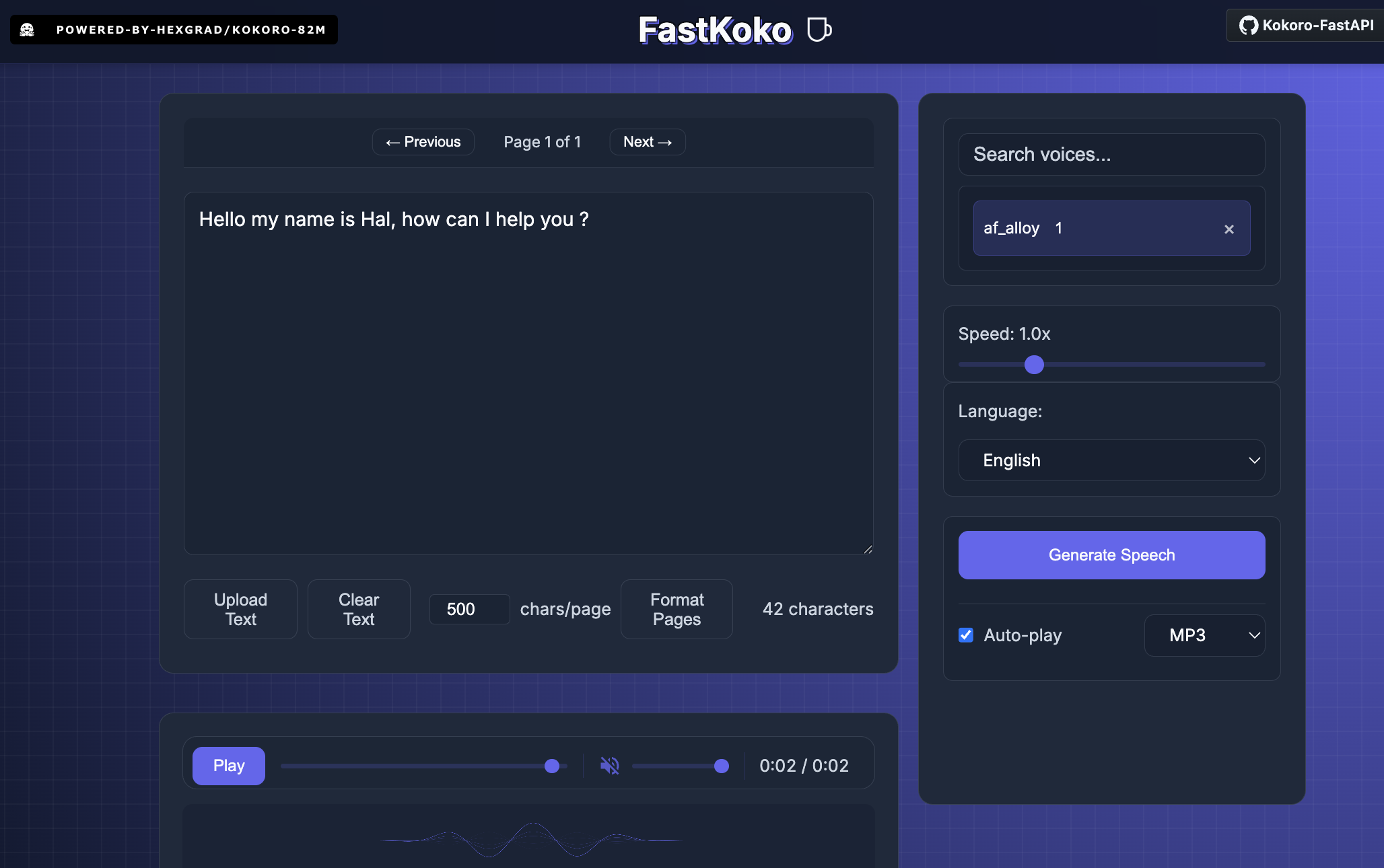 Kokoro web ui